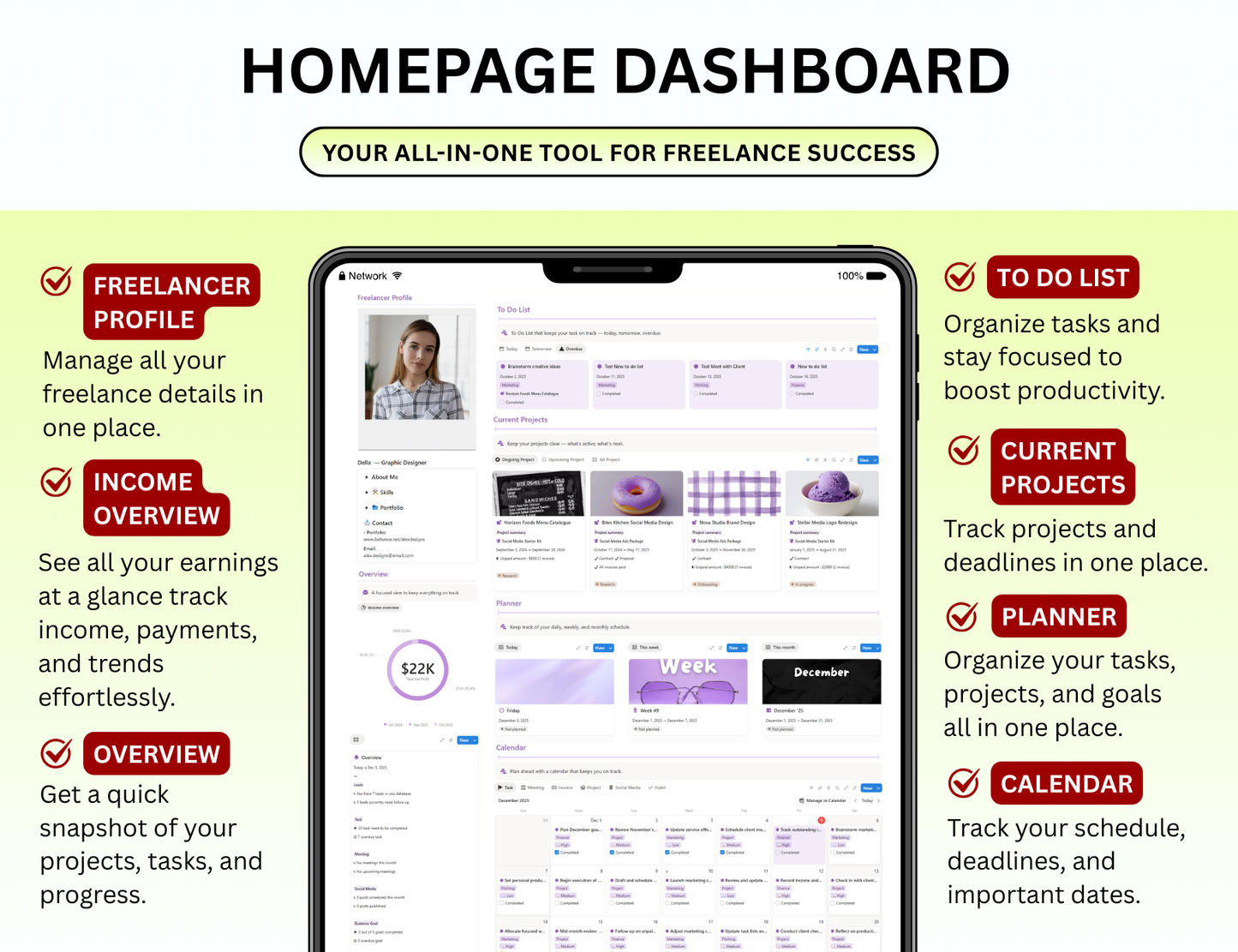 Notion Template, notion project tracking template, notion project tracker, notion project planner, notion planning template, Notion for Freelancers,