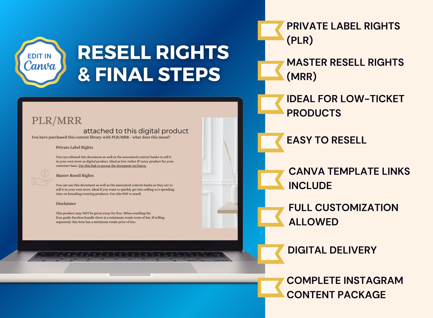 Faceless Content Library Customer Boho Inspired | MRR PLR Ebook