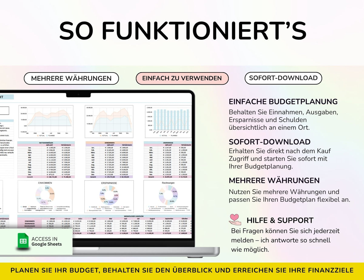 Finanzplaner Excel Google Sheets Haushaltsbuch Budgetplaner