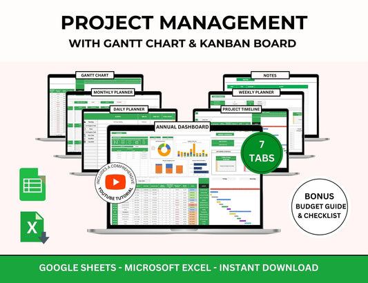 Project Management With Gantt Chart Excel Template Google Sheets Spreadsheet