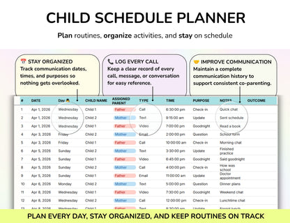 Co-Parenting Planner Bundle Shared Expenses Custody and Call Logs