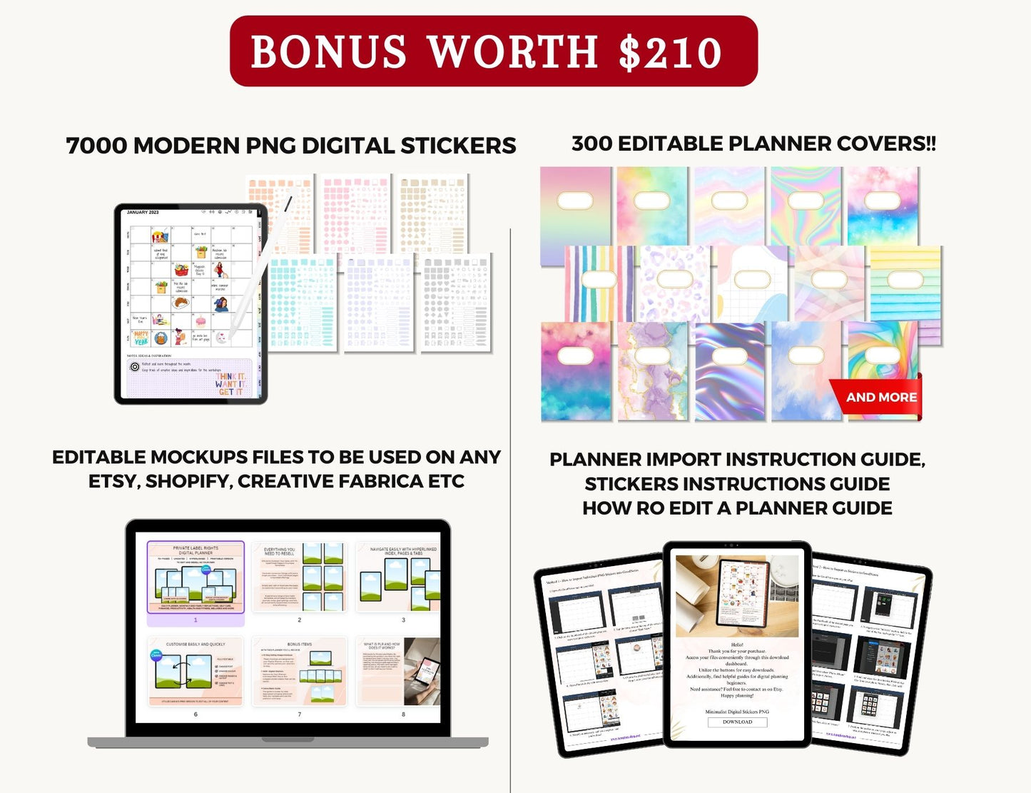 Hyperlinked Digital Planner Bundle with PLR Rights
