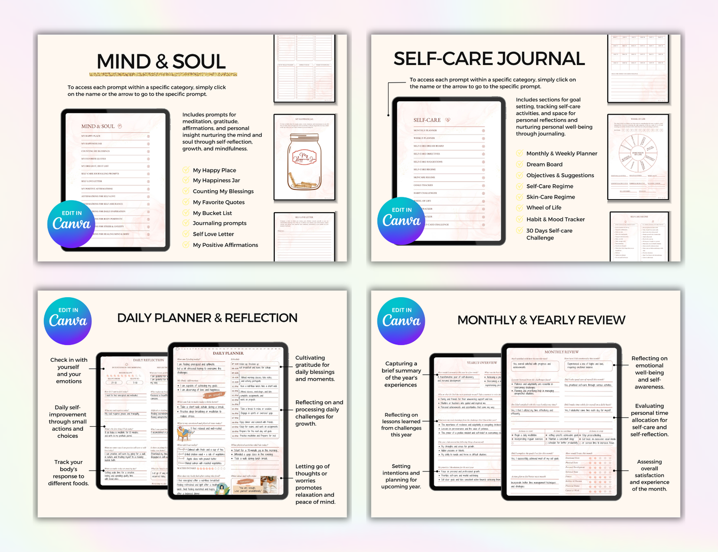Girl Planner, Boss Babe, Planner Girl, Self Care, Girl Ebook, Digital Planner, Goodnotes Planner, Ipad planner, Faceless Reels, Monthly Planner, self care journal,