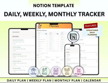 Notion Planner Essential Bundle, Notion dashboard, Notion template, Notion Tracker, Notion Productivity, Notion Task tracker