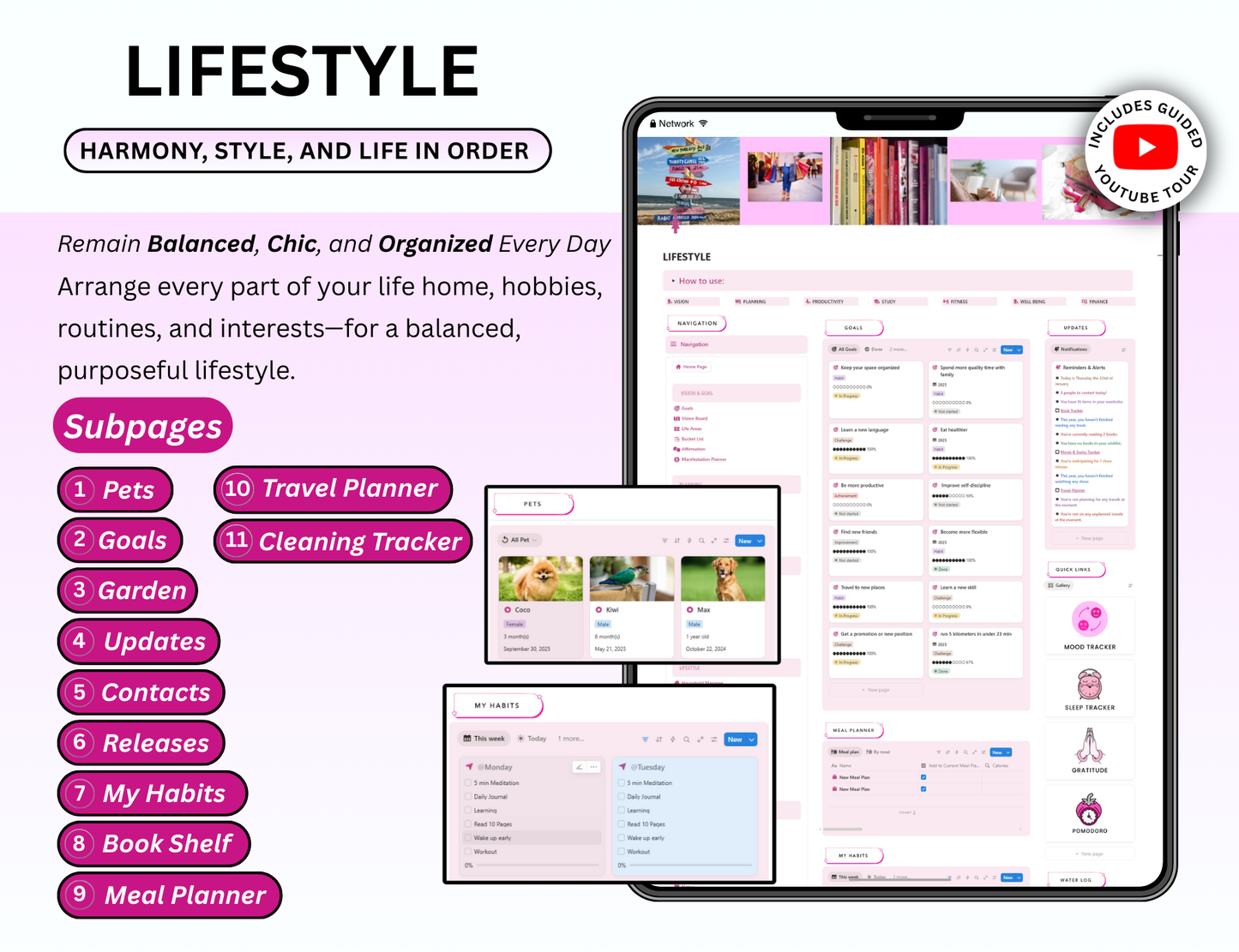 Pink Notion Advanced Life Second Brain Planner
