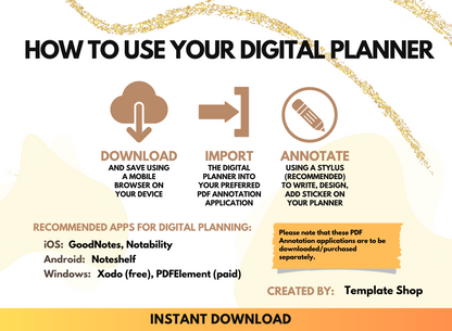 PLR Resell Undated Digital Planner, Daily Planner, Hyperlinked Journal PLR Journal Canva Editable Commercial Use Resell Rights