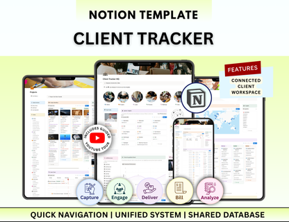 Client Tracker Notion, Client Log Notion template, Client dashboard, business tracker notion, business template, Business Planner, business plan notion, business goals notion