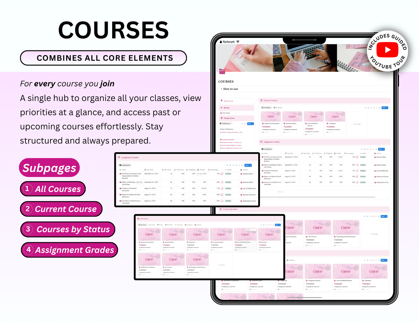 Pink Notion Girl Student Planner