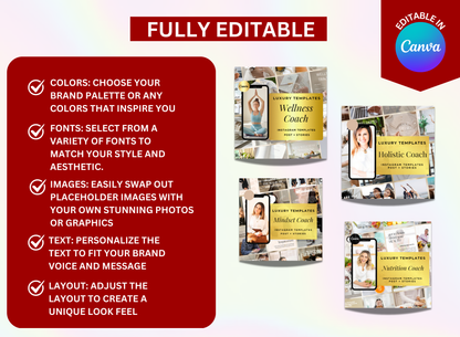 Wellness Coach template, PLR Templates, PLR planner, plr digital products, PLR, nutrition coach templates, master resell rights, Life Coach Template, holistic coach templates, Coach Templates, coach social media, coach instagram, Coach Canva, Coach Branding Kit
