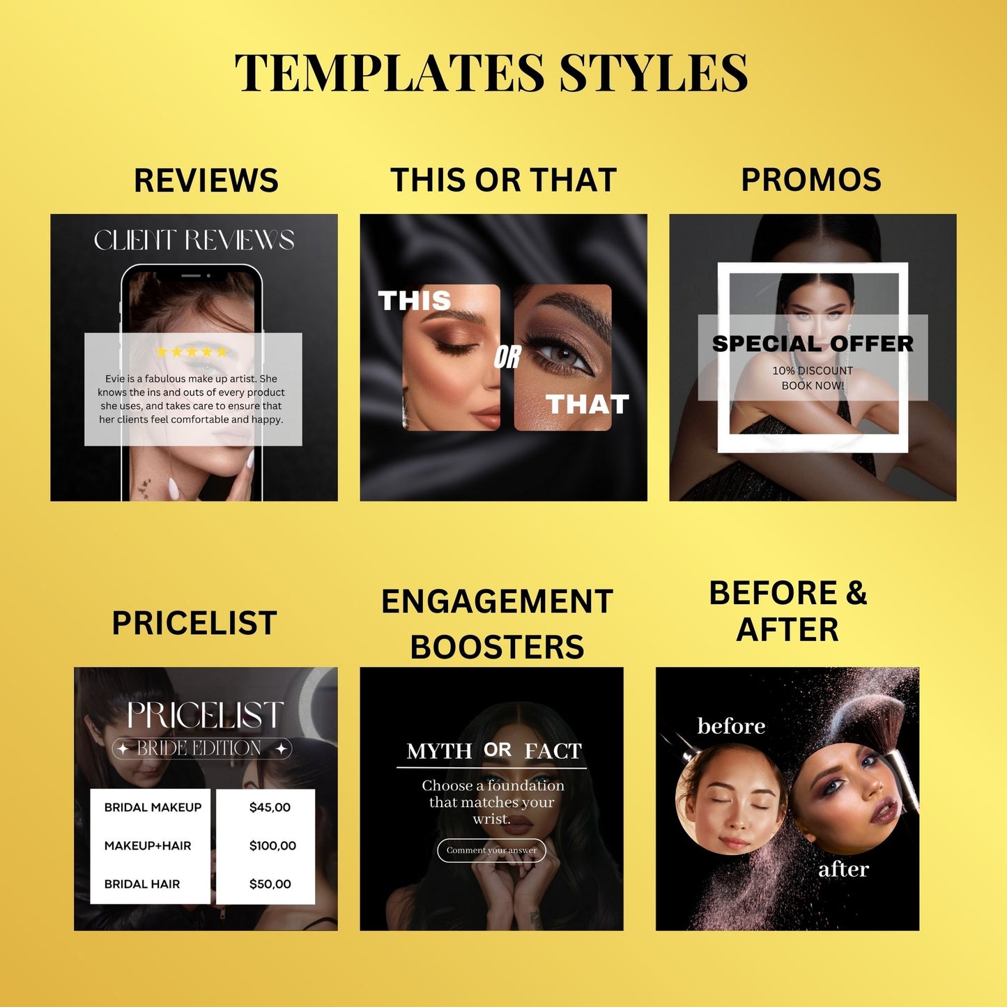 120 Makeup Artist Instagram Templates | MUA Templates | Beauty Salon Templates | Social Media Posts Canva | Makeup Instagram Post Templates