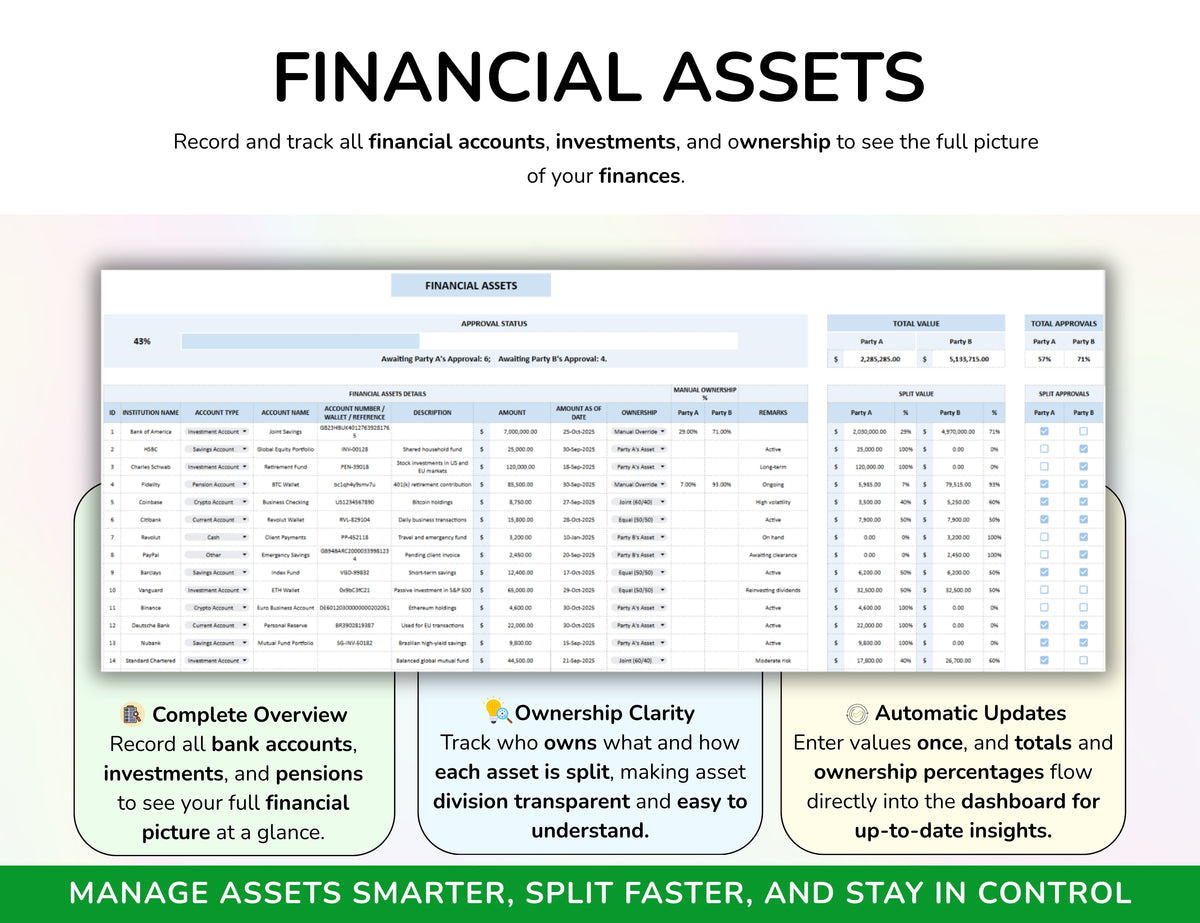 Divorce Planner Spreadsheet Asset Division Financial Settlement