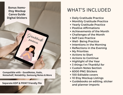 PLR Gratitude Journal Canva Journal Daily Gratitude Journal for iPad, PLR Planner PLR Digital Product GoodNotes Mental Health Journal Gratitude journal, Digital gratitude journal, Gratitude journal digital
