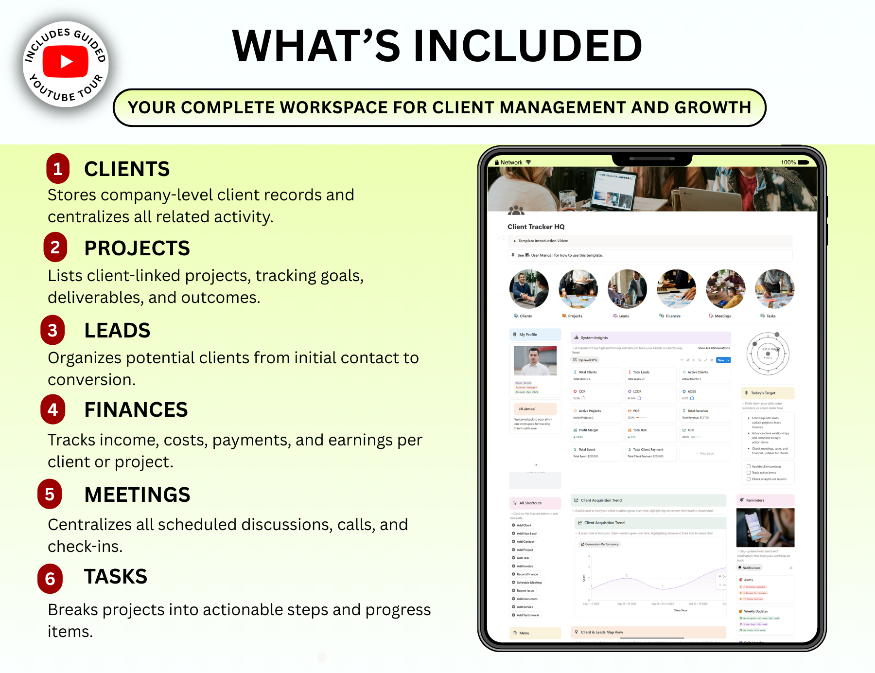 Client Tracker Notion, Client Log Notion template, Client dashboard, business tracker notion, business template, Business Planner, business plan notion, business goals notion