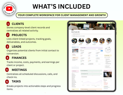 Client Tracker Notion, Client Log Notion template, Client dashboard, business tracker notion, business template, Business Planner, business plan notion, business goals notion