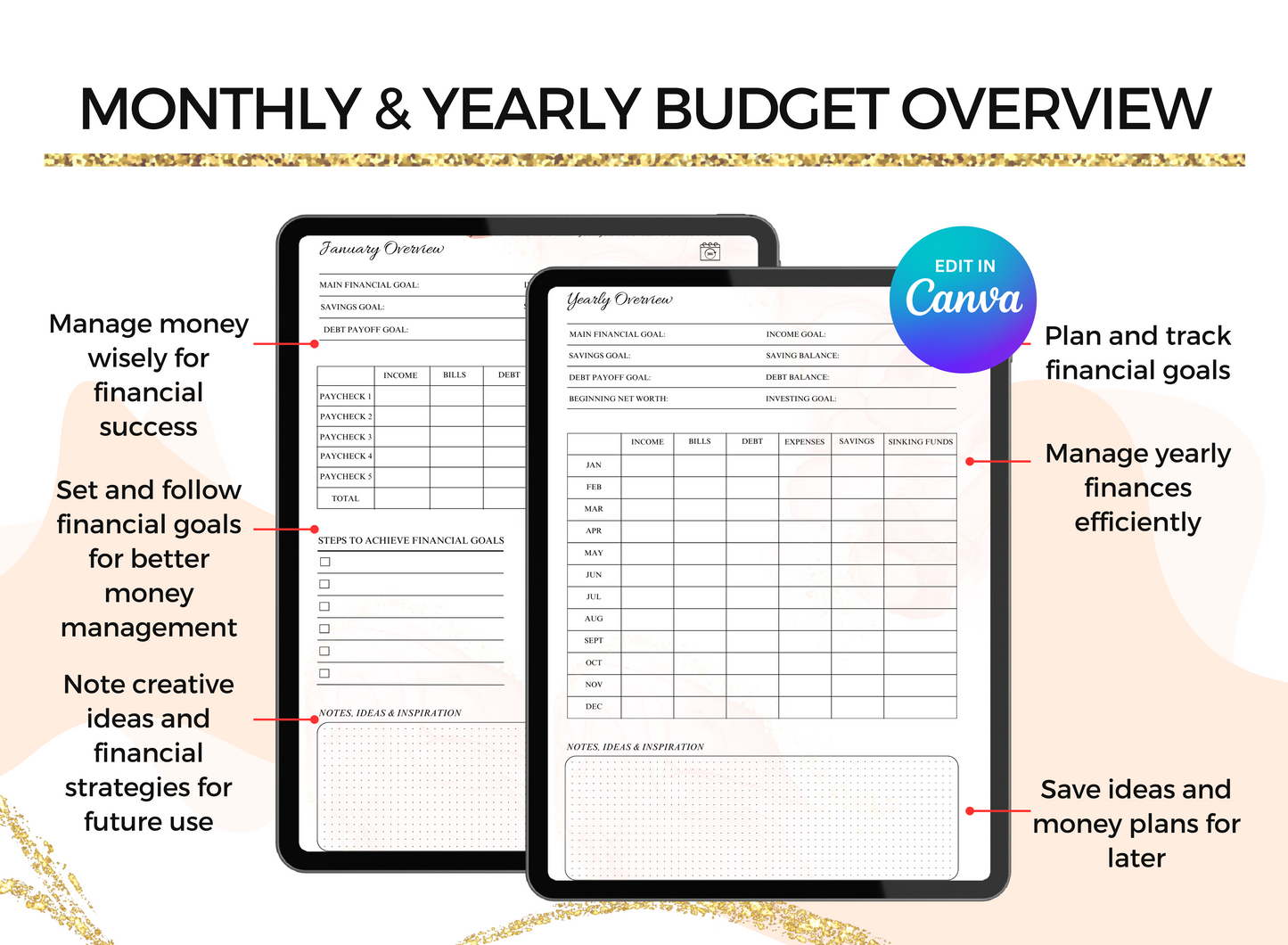 PLR Resell Budget Planner Digital Budget Planner| BI weekly budget Planner |Digital PLR| Plr Planner, Canva Editable