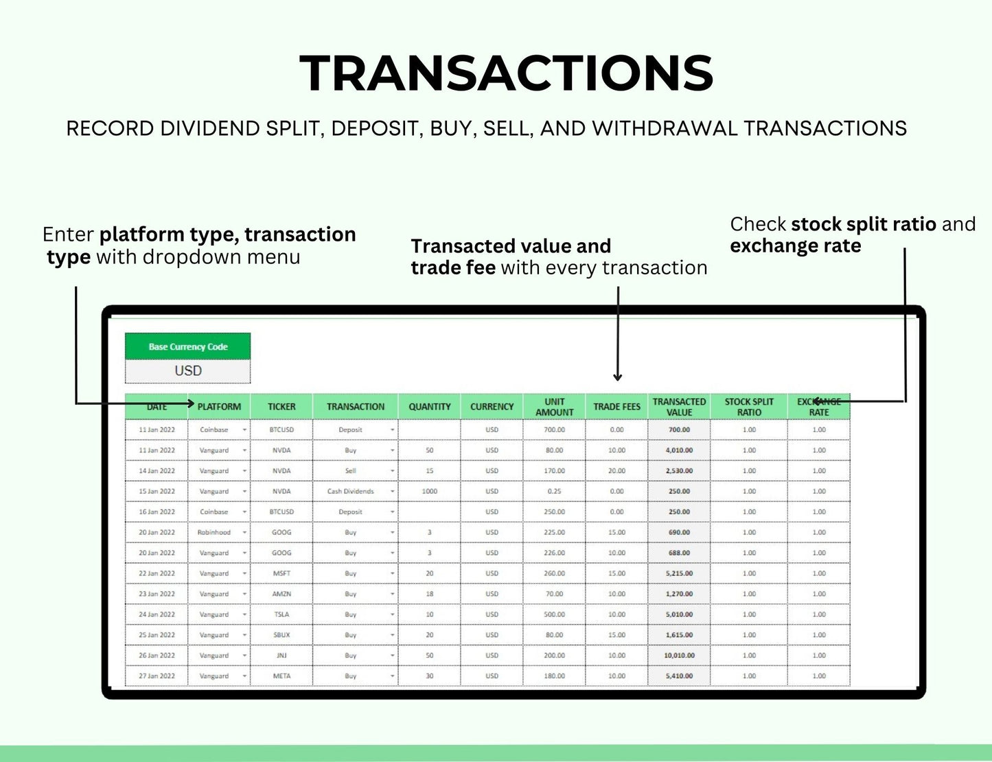 Stock Portfolio Tracker Spreadsheet