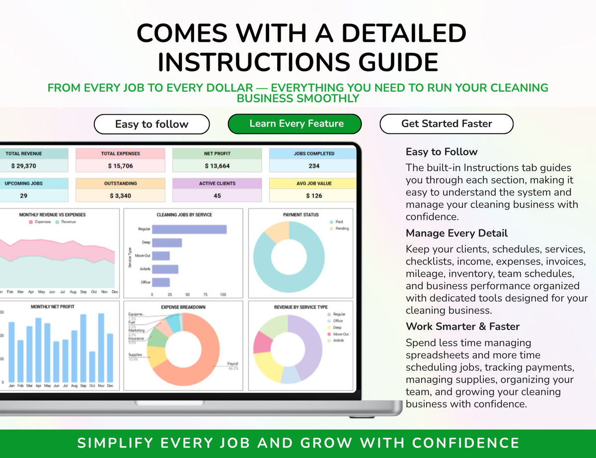 Cleaning Business House Cleaning Tracker Spreadsheet