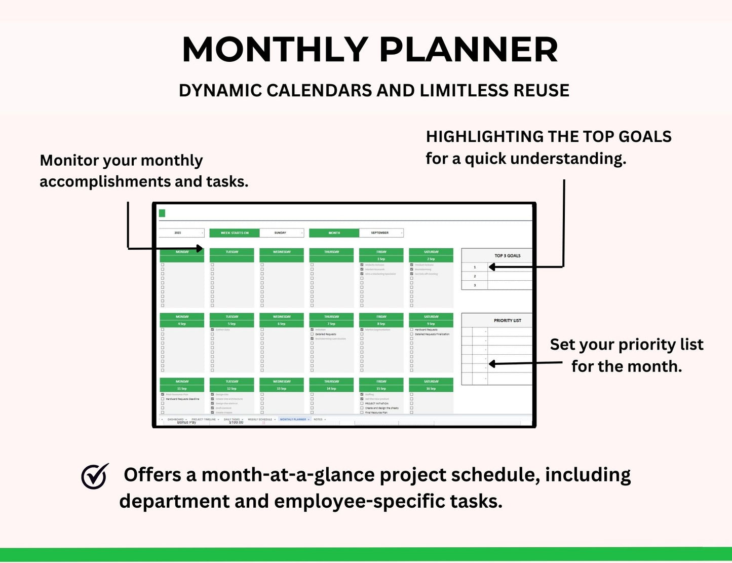 Project Management Spreadsheet Template with Gantt Chart