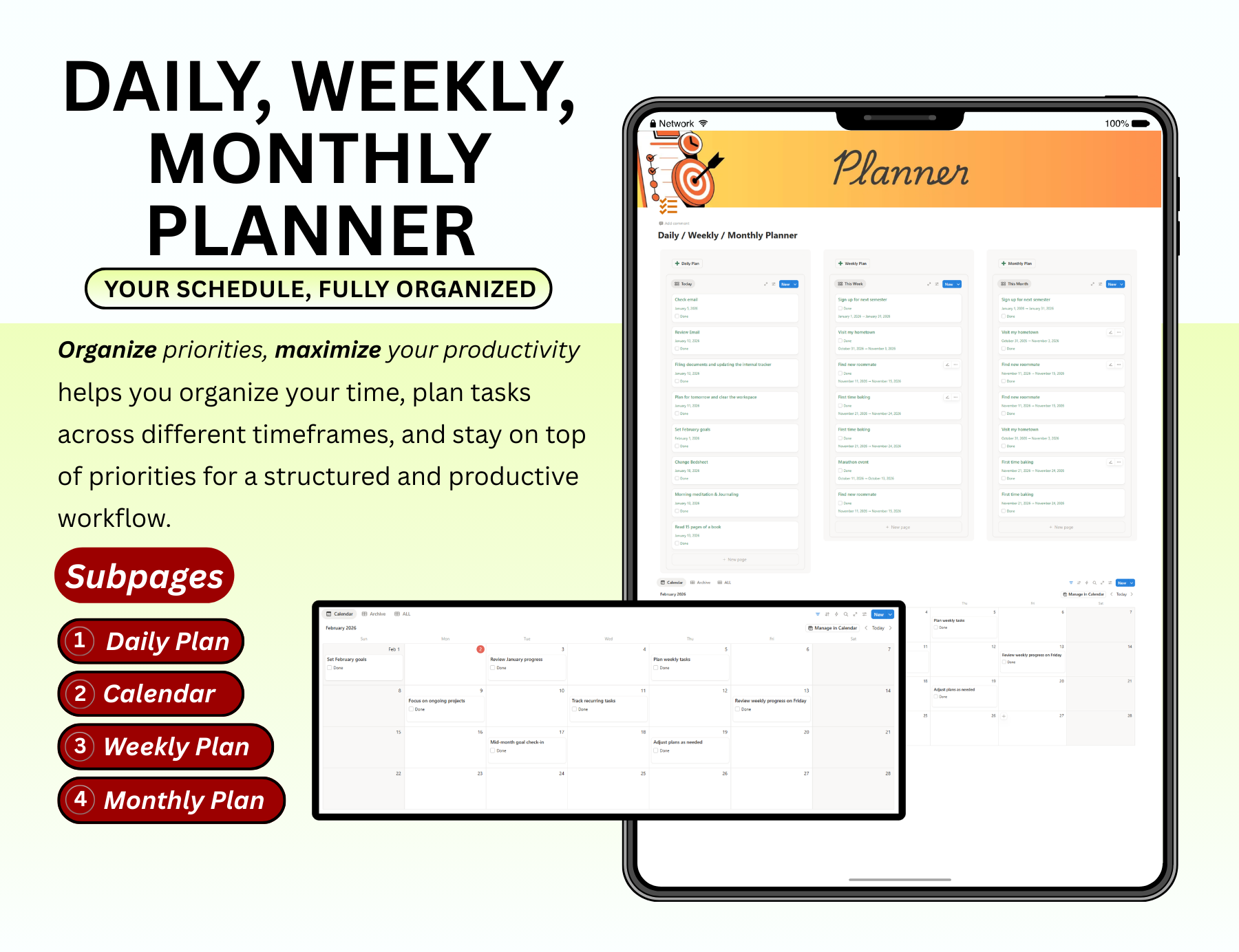 Notion Planner Essential Bundle, Notion dashboard, Notion template, Notion Tracker, Notion Productivity, Notion Task tracker