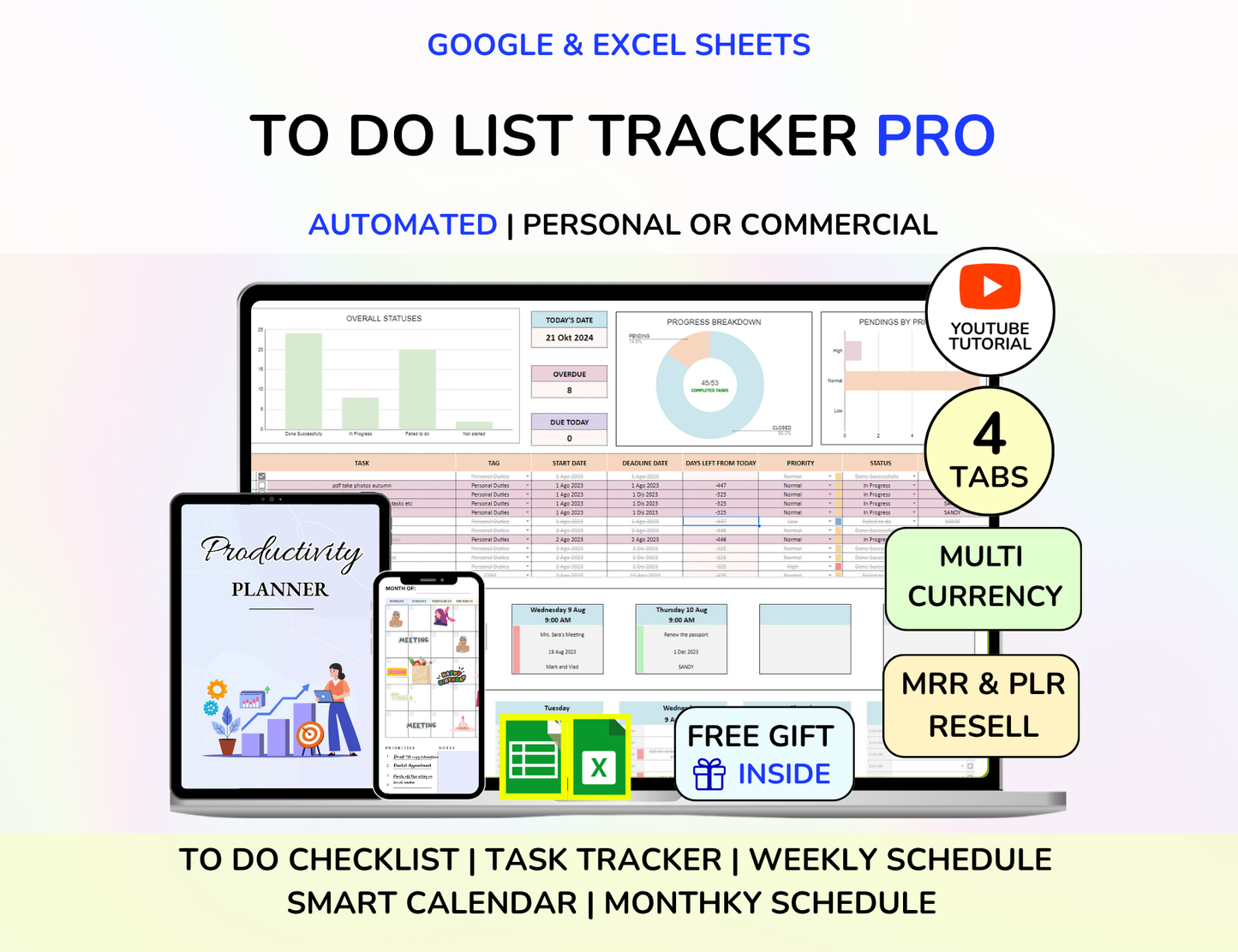 Family Organizer Spreadsheet Bundle Master Resell Rights