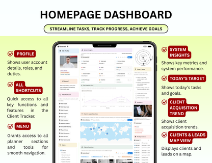 Client Tracker Notion, Client Log Notion template, Client dashboard, business tracker notion, business template, Business Planner, business plan notion, business goals notion