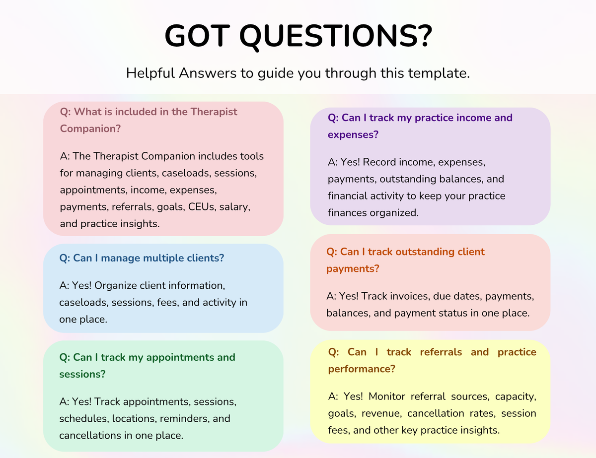 Therapist Planner Caseload tracker Session log Therapy organizer