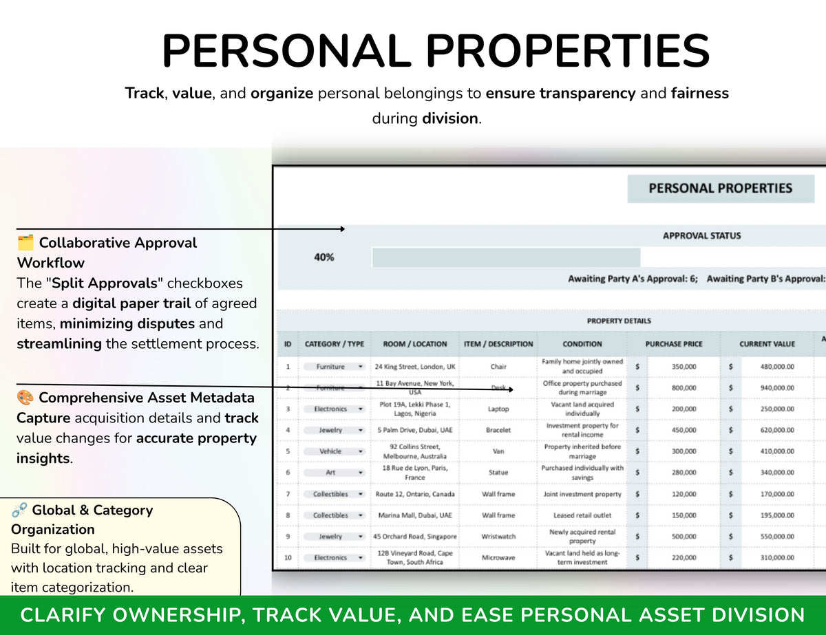 Divorce Planner Spreadsheet Asset Division Financial Settlement