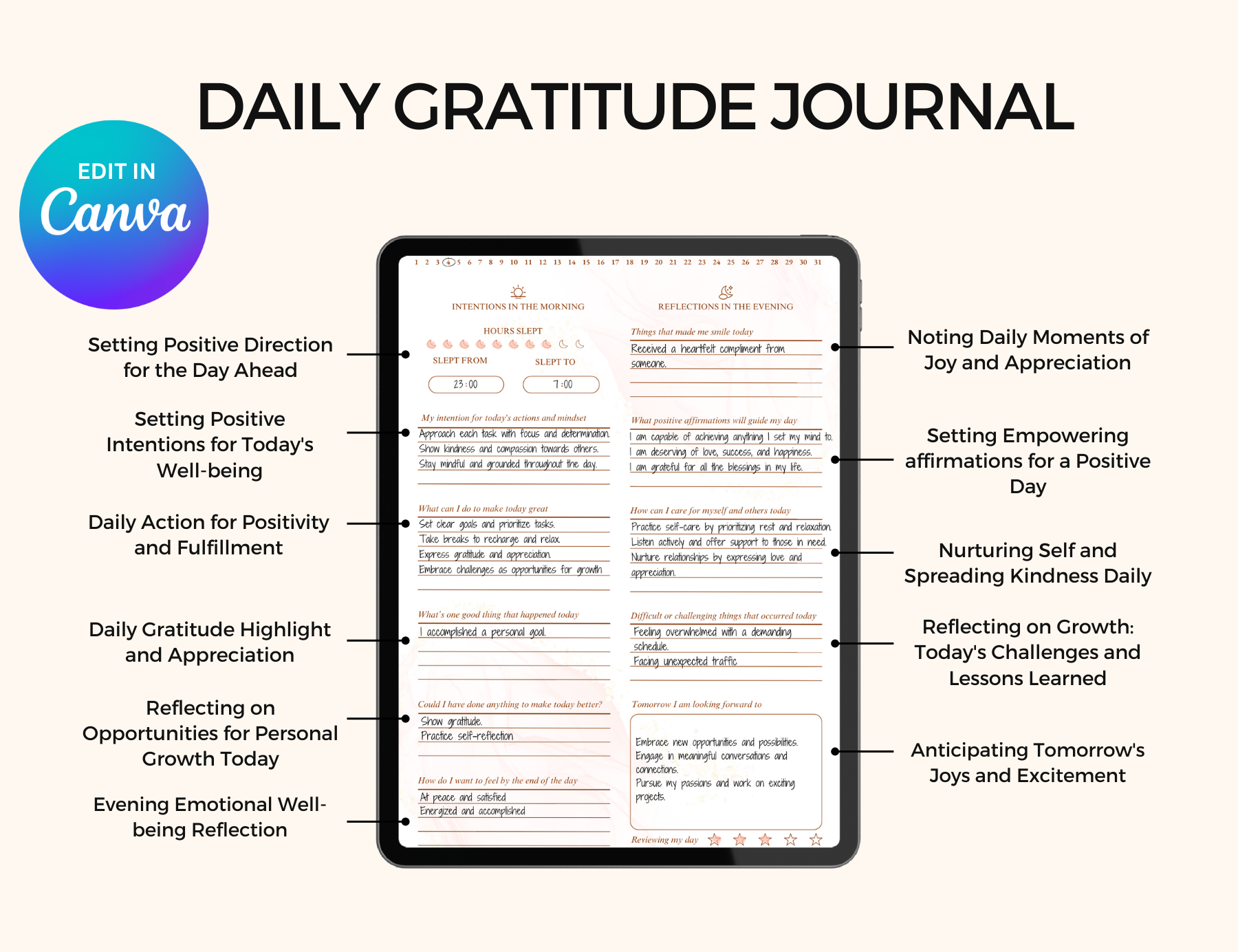 PLR Gratitude Journal Canva Journal Daily Gratitude Journal for iPad, PLR Planner PLR Digital Product GoodNotes Mental Health Journal Gratitude journal, Digital gratitude journal, Gratitude journal digital