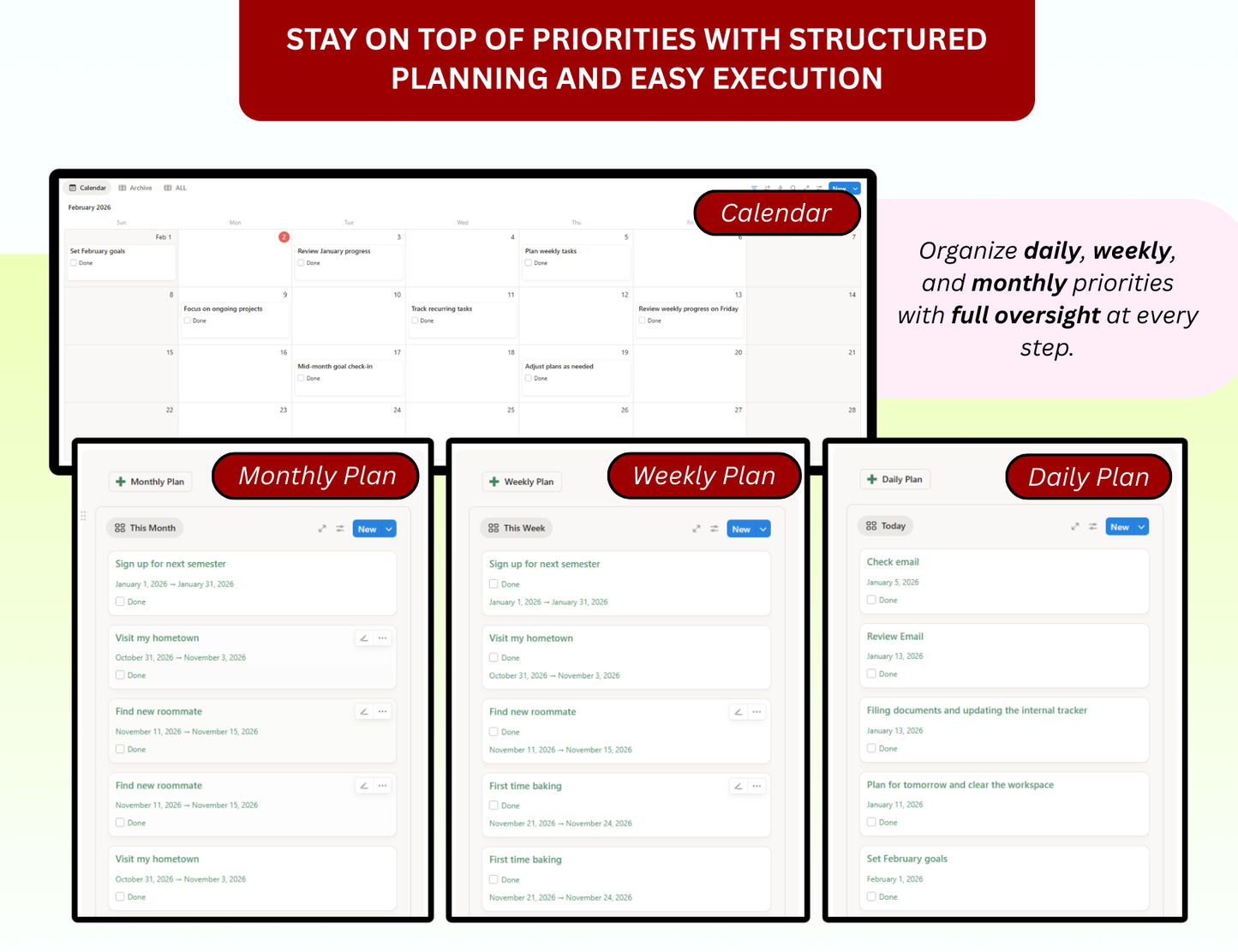 Notion Planner Essential Bundle, Notion dashboard, Notion template, Notion Tracker, Notion Productivity, Notion Task tracker