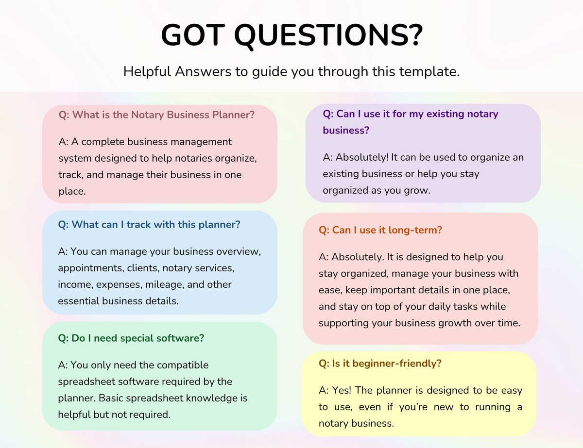 Notary Planner Notary Public Business Tracker