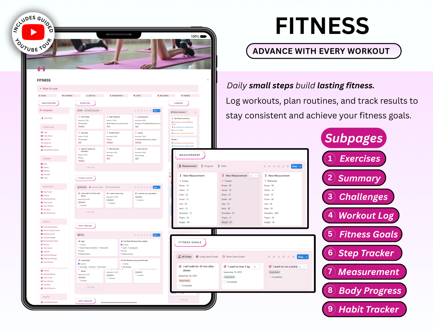 Pink Notion Advanced Life Second Brain Planner