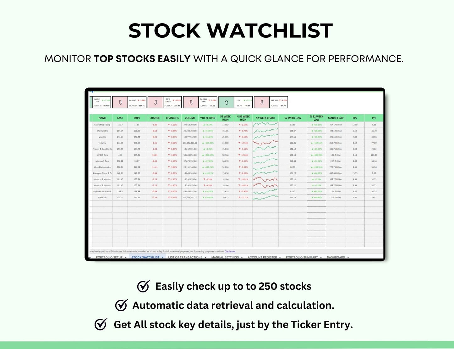 Stock Portfolio Tracker Spreadsheet