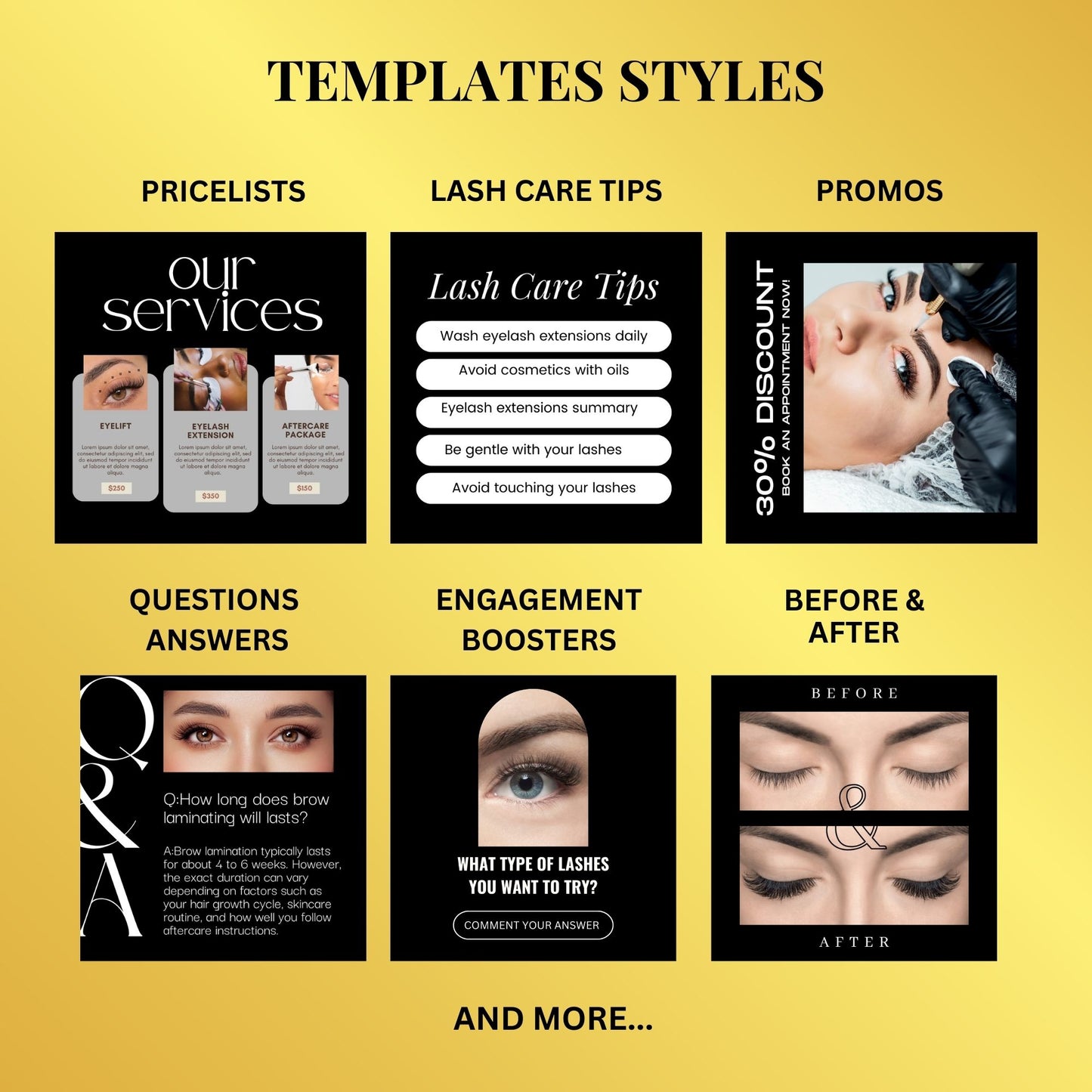 Lash Tech Templates | Lash Extension Instagram Templates