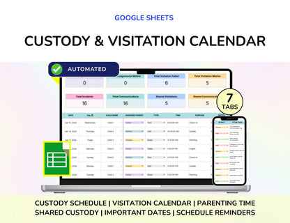 Co-Parenting Planner Bundle Shared Expenses Custody and Call Logs