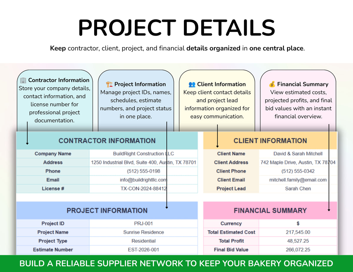Contractor Estimate Spreadsheet — Construction Bid Calculator