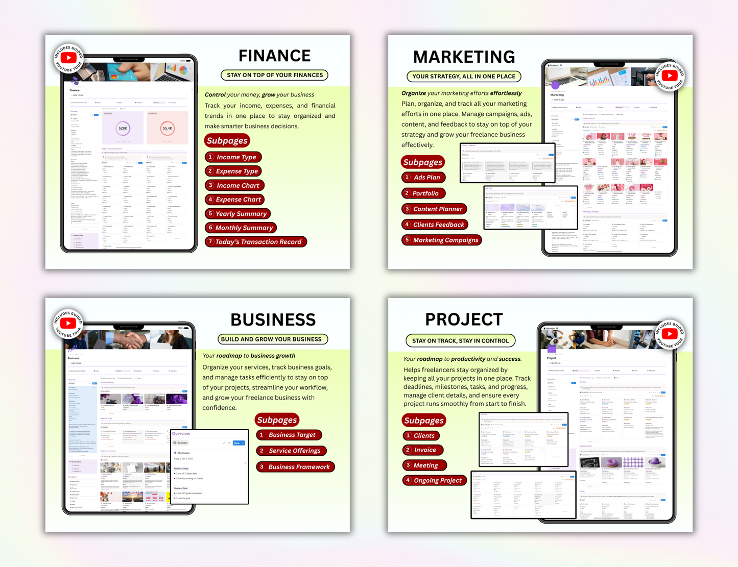 Business Notion Planner Package Pro, Notion, Notion template, Notion dashboard, Project management, Client Tracker, Business Templates