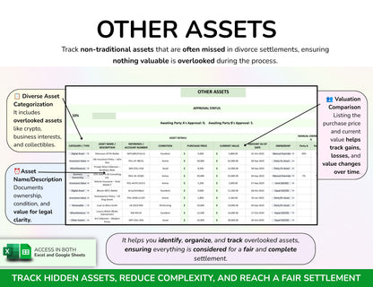 Divorce Planner Spreadsheet Asset Division Financial Settlement