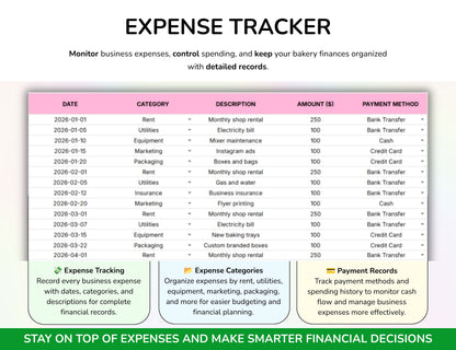 Bakery Planner Business Spreadsheet Recipe Cost Calculator