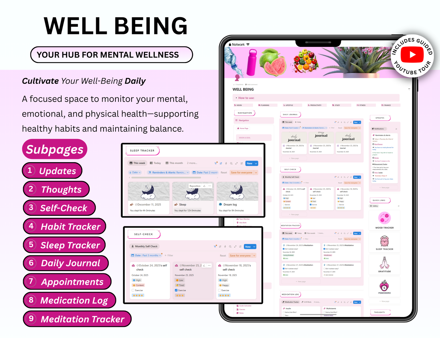 Pink Notion Advanced Life Second Brain Planner