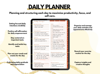 PLR Resell Undated Digital Planner, Daily Planner, Hyperlinked Journal PLR Journal Canva Editable Commercial Use Resell Rights