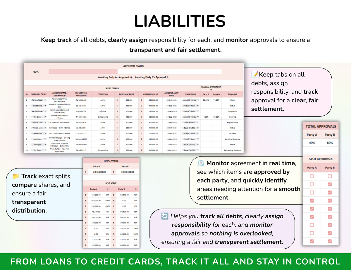 Divorce Planner Spreadsheet Asset Division Financial Settlement