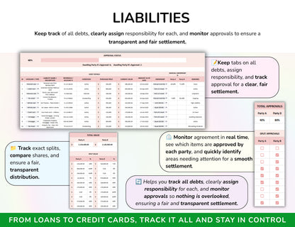 Divorce Planner Spreadsheet Asset Division Financial Settlement