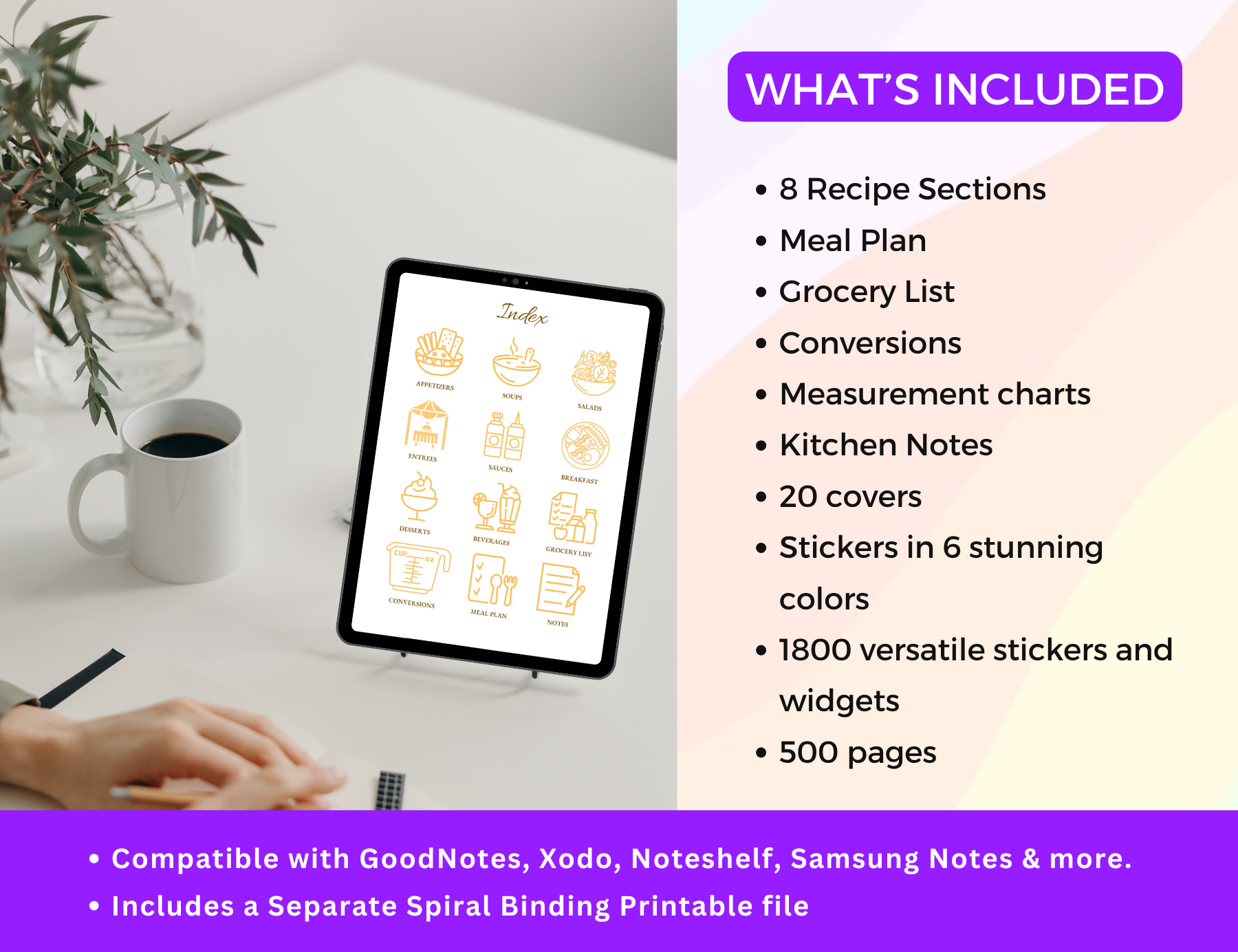 Recipe Planner, Digital Cookbook, Meal planner, Recipe binder, Recipe Journal, Recipe Organizer, Plr Planner, family recipe book