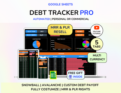 Dark Mode Spreadsheet Budget Planner, Master Resell Rights, PLR Google Sheets