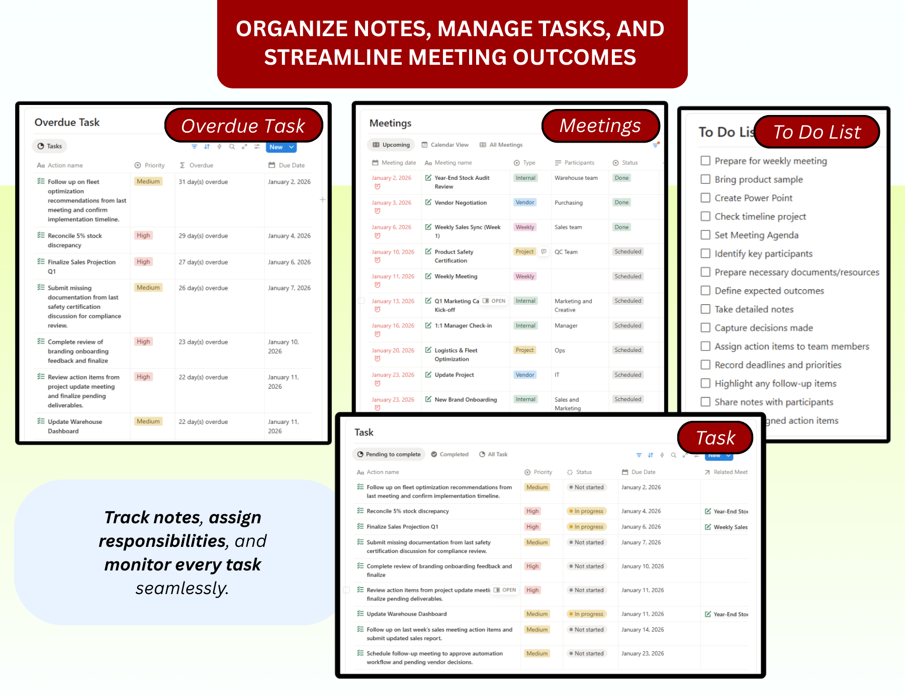 Notion Planner Essential Bundle, Notion dashboard, Notion template, Notion Tracker, Notion Productivity, Notion Task tracker
