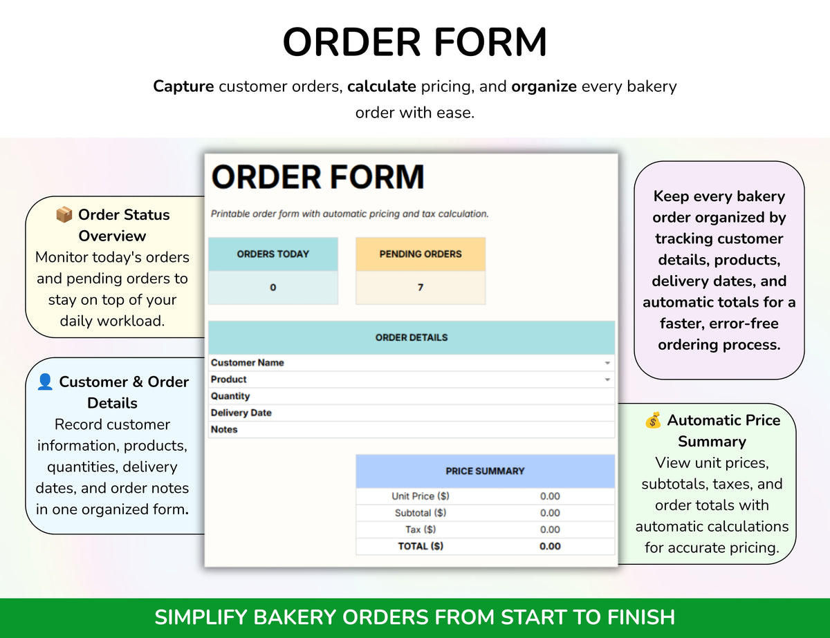 Bakery Planner Business Spreadsheet Recipe Cost Calculator