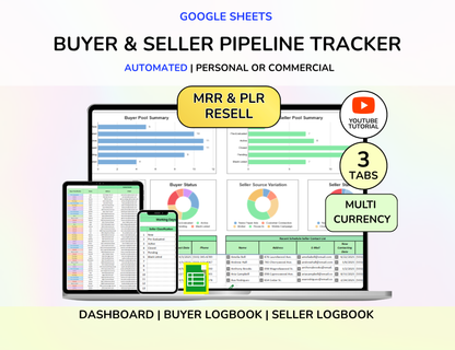 Real Estate CRM Landlord Rental Property Spreadsheet Transaction Coordinator Buyer Seller Pipeline Listing Expense Real Estate Tracker