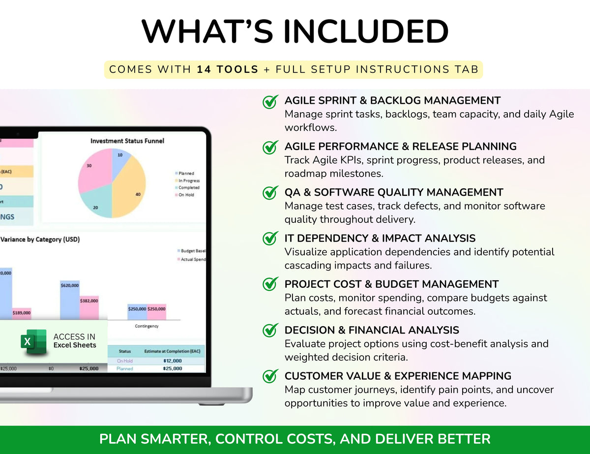 65 Project Management Bundle Gantt Chart Kanban Board Project Tracker
