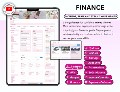 Pink Notion Advanced Life Second Brain Planner