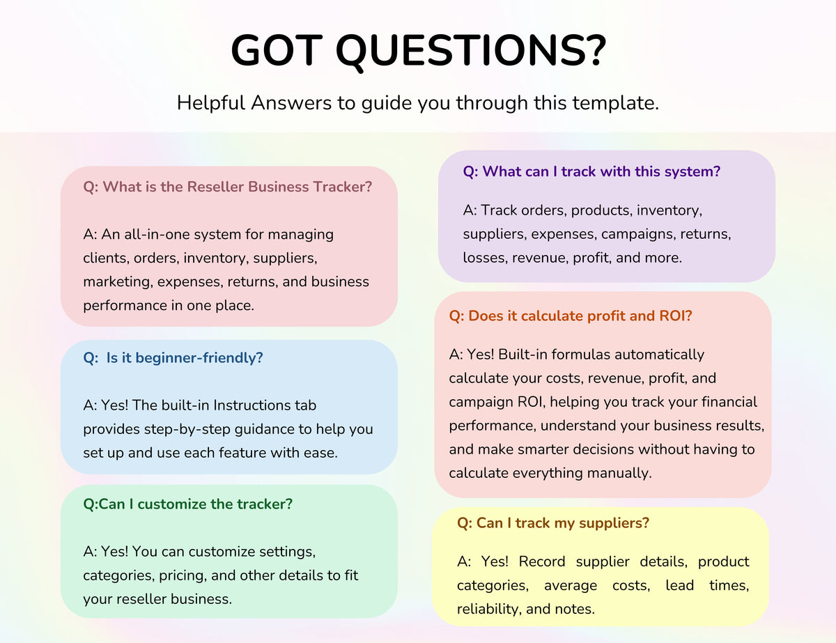 Reseller Spreadsheet Template Resale Business Planner Reseller Bookkeeping